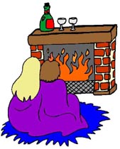 couple sitting in front of fireplace